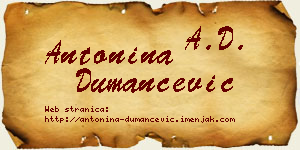 Antonina Dumančević vizit kartica